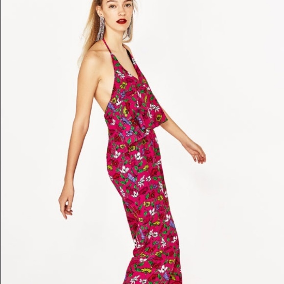 NWT Zara XS Red Floral Strappy Flounce Romper - Picture 5 of 5